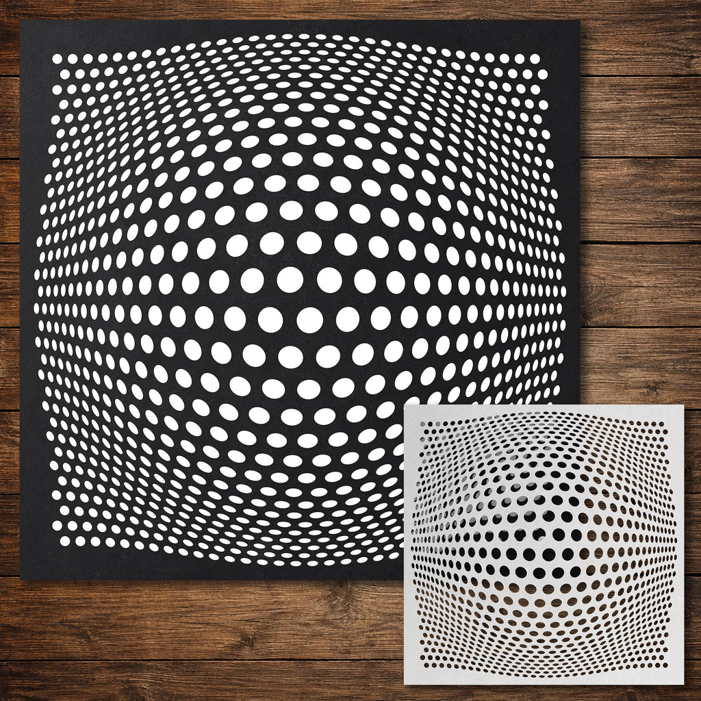 Geometric Grid #3 Stencil | Staggered Circle Bulge |Detailed DIY Mylar Wall Art, Stipple Art Crafts (Large - 300mm / 12" approx)