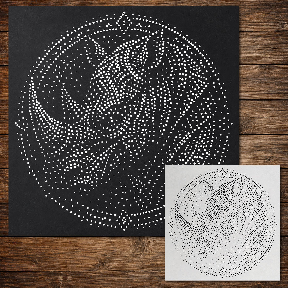 Tribal Rhino Mandala Stencil reusable Mylar stencil, 300 x 300 mm