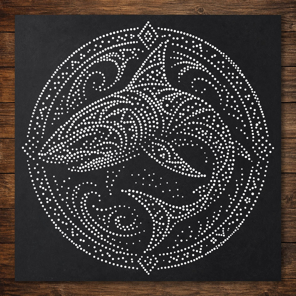 Tribal Shark Mandala Stencil | Realistic & Highly Detailed DIY Mylar Wall Art, Stipple Art Crafts (Large - 300mm / 12" approx)