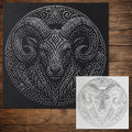 Tribal Ram Mandala Stencil reusable Mylar stencil, 300 x 300 mm