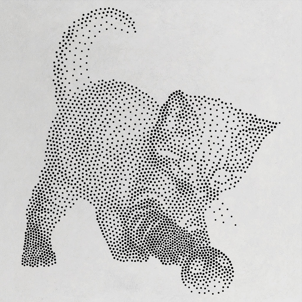 Cute Kitten Playing With Ball Stencil | Realistic Mylar Stipple Wall Art, Crafts (Large - 300mm / 12" approx)