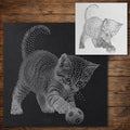 Cute Kitten Playing With Ball Stencil reusable Mylar stencil, 300 x 300 mm