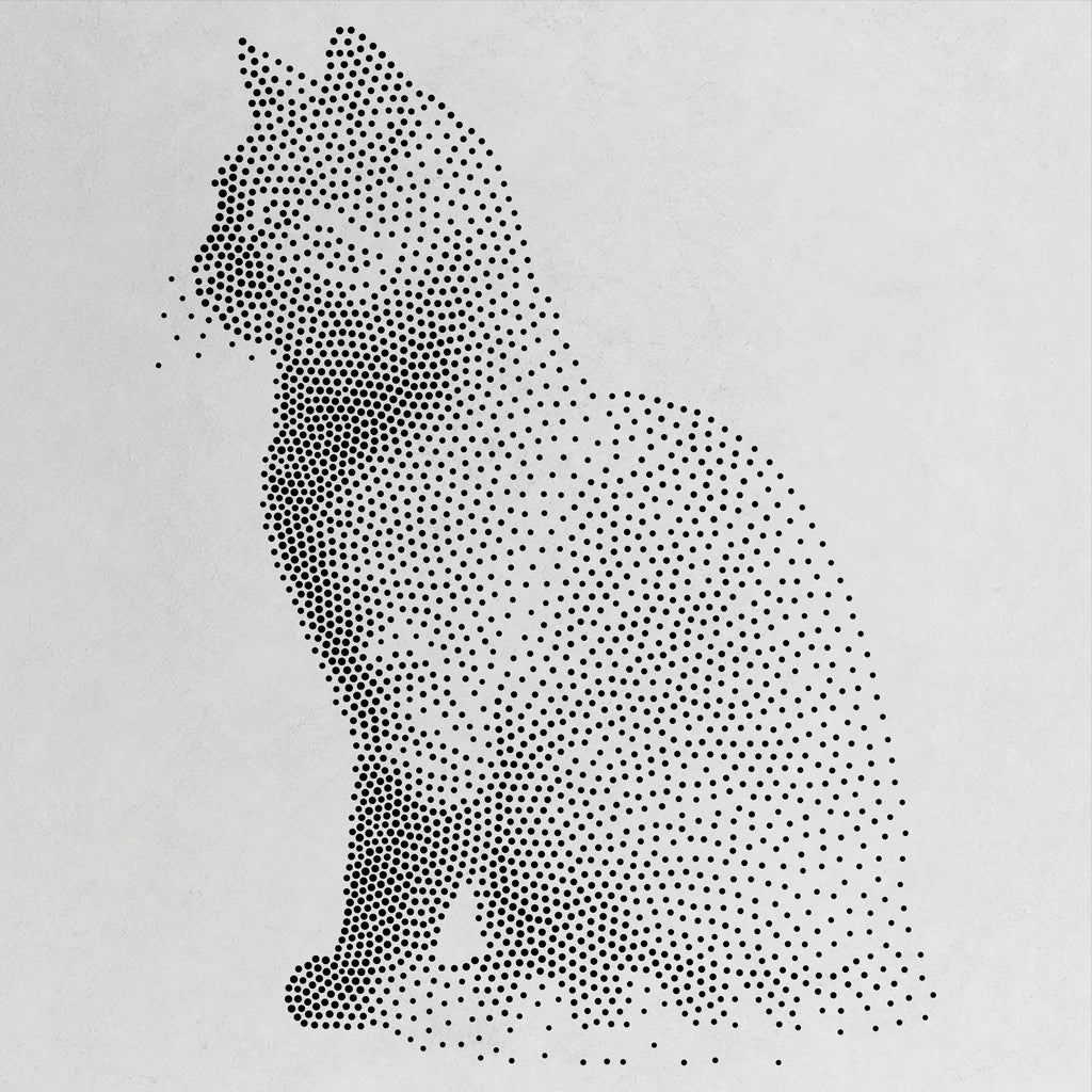 Cat Sitting Stencil | Realistic Mylar Stipple Wall Art, Crafts (Large - 300mm / 12" approx)