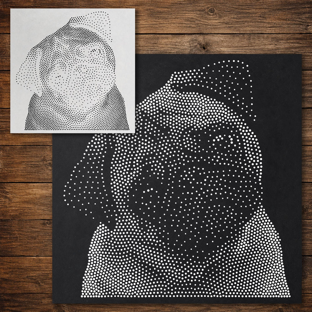 Funny Pug Dog Stencil reusable Mylar stencil, 300 x 300 mm