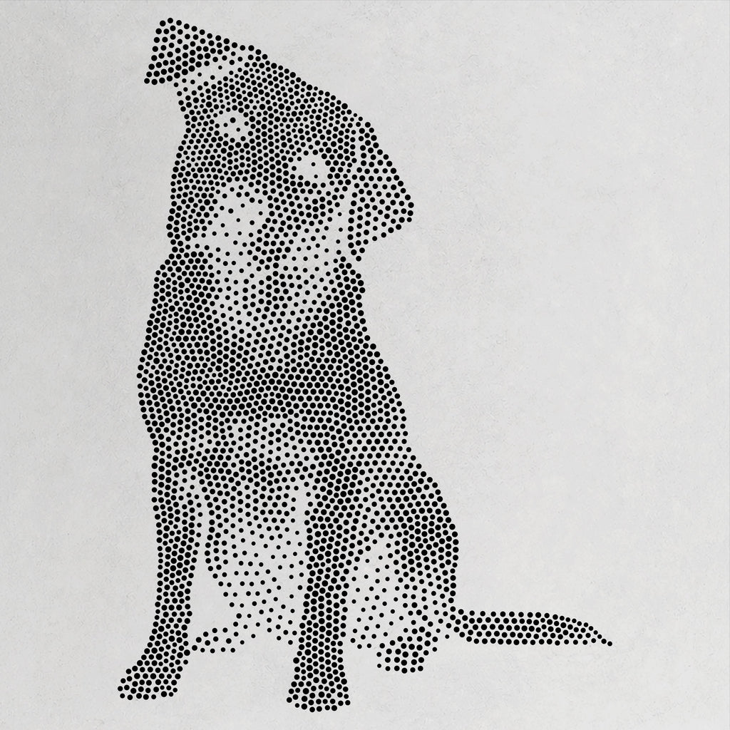 Labrador Retriever Alert Dog Stencil | Realistic Mylar Stipple Wall Art, Crafts (Large - 300mm / 12" approx)