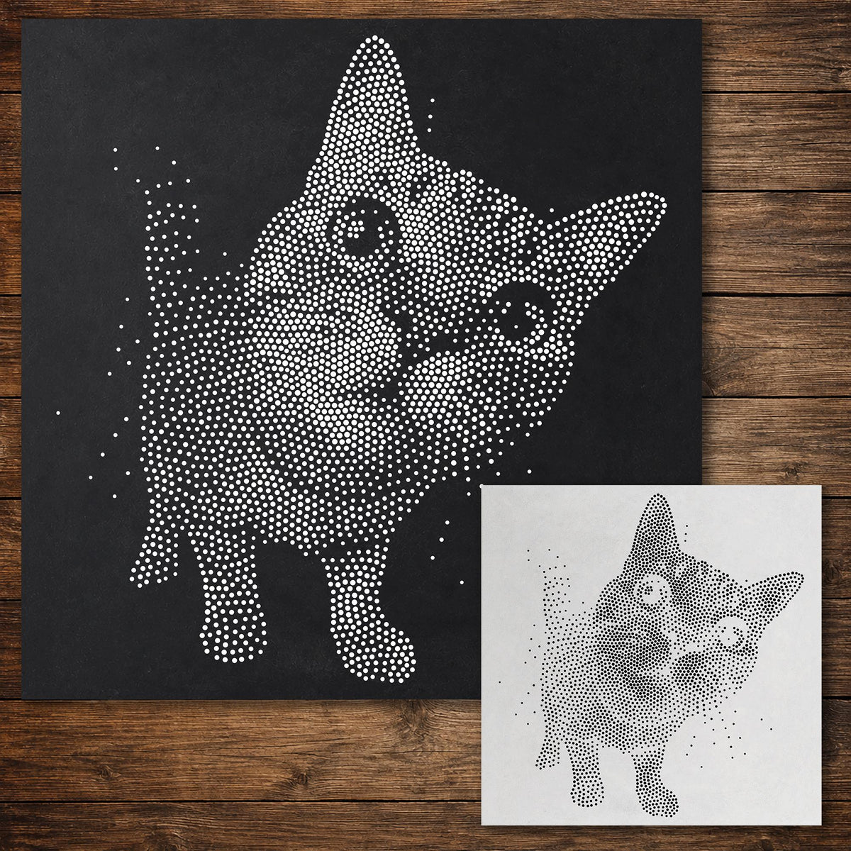 Tabby Cat Close Up Stencil reusable Mylar stencil, 300 x 300 mm