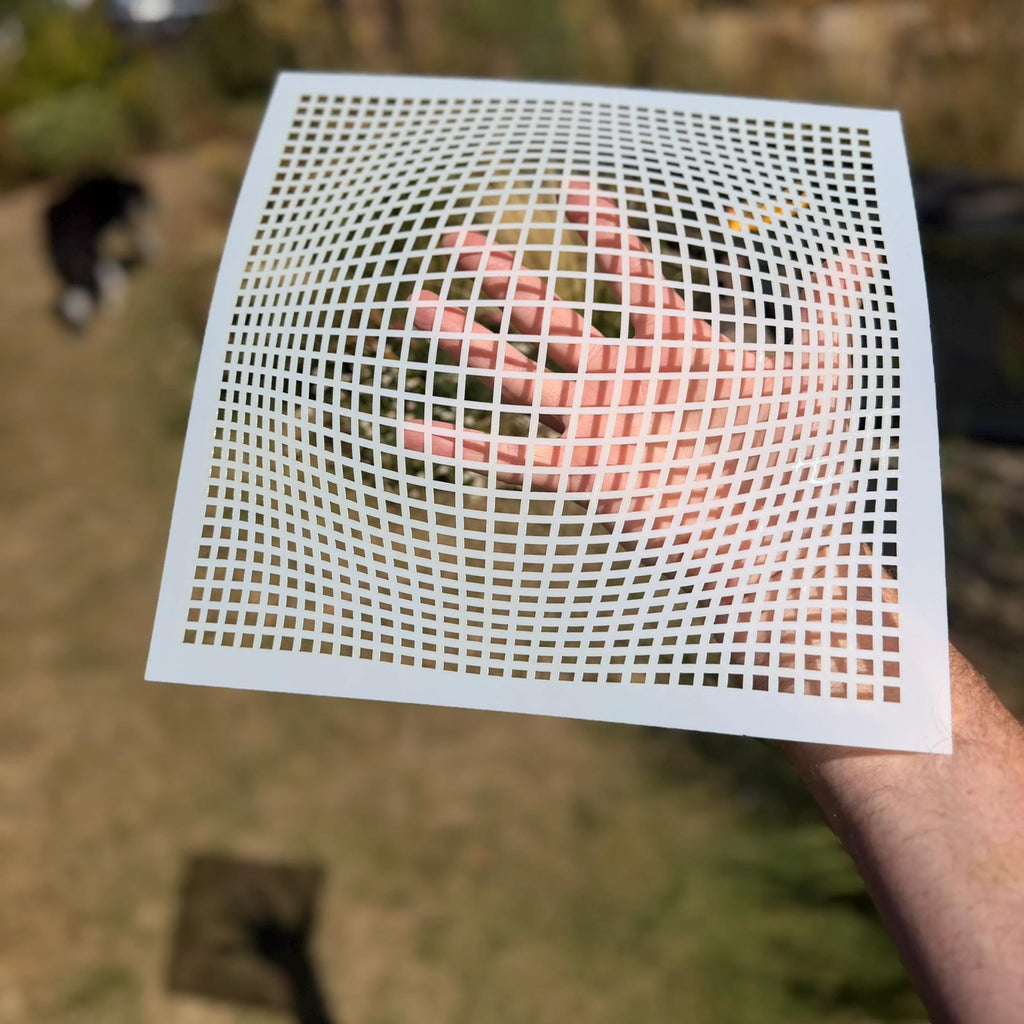 Geometric Grid #1 Stencil | Square Bulge | Detailed DIY Mylar Wall Art, Stipple Art Crafts (Large - 300mm / 12" approx)