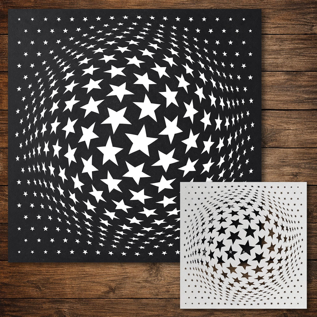 Geometric Grid #12 Stencil | Star Bulge Gradient | Detailed DIY Mylar Wall Art, Stipple Art Crafts (Large - 300mm / 12" approx)