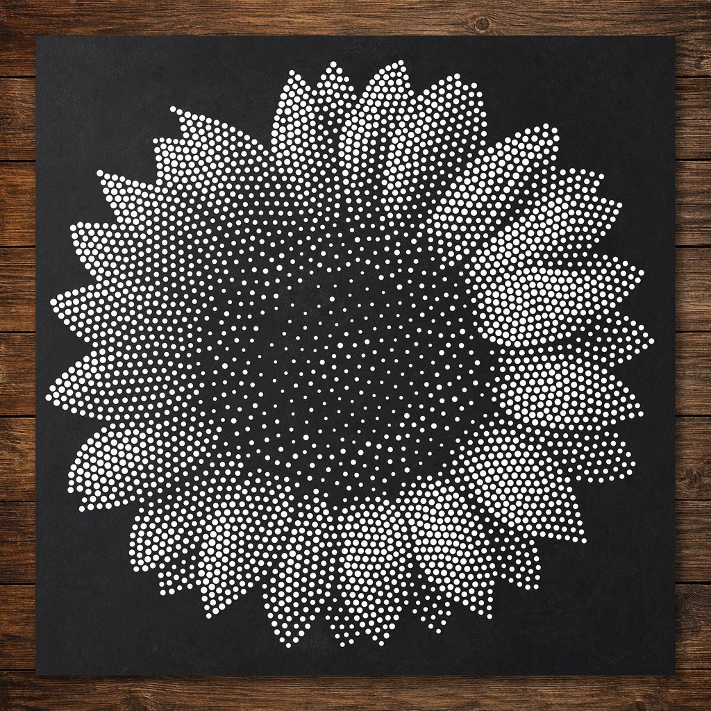 Sunflower Stencil | Realistic Mylar Stipple Wall Art, Crafts (Large - 300mm / 12" approx)