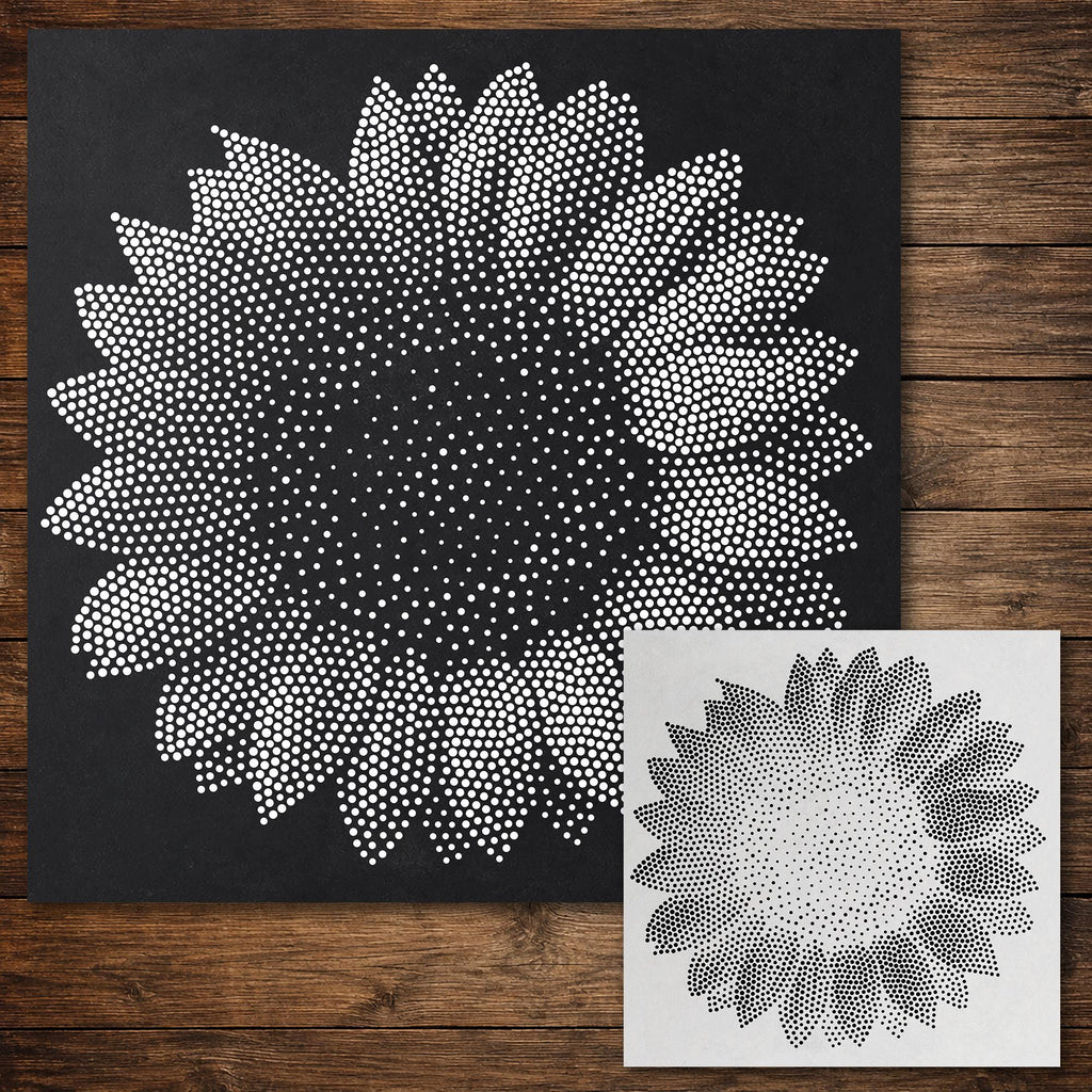 Sunflower Stencil reusable Mylar stencil, 300 x 300 mm
