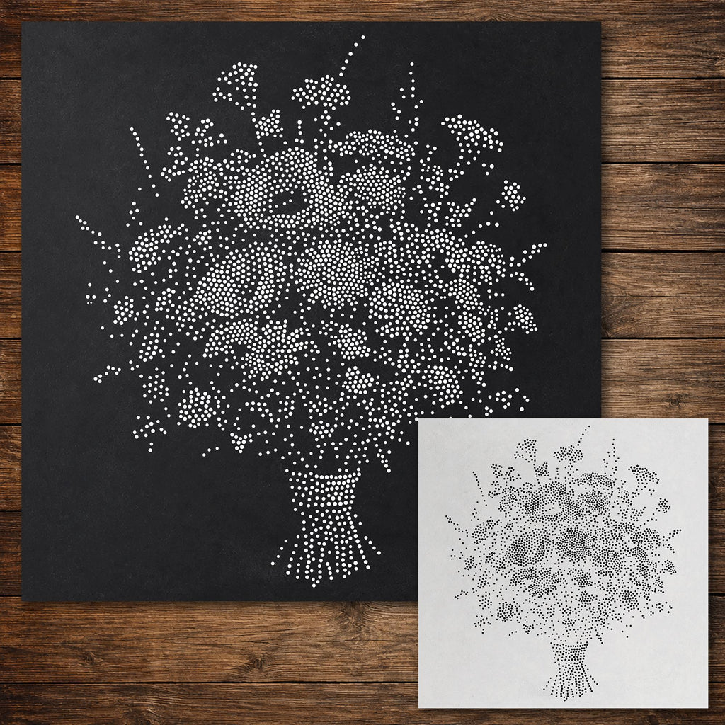 Bunch of Wild Flowers Stencil reusable Mylar stencil, 300 x 300 mm