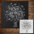 Bunch of Wild Flowers Stencil reusable Mylar stencil, 300 x 300 mm