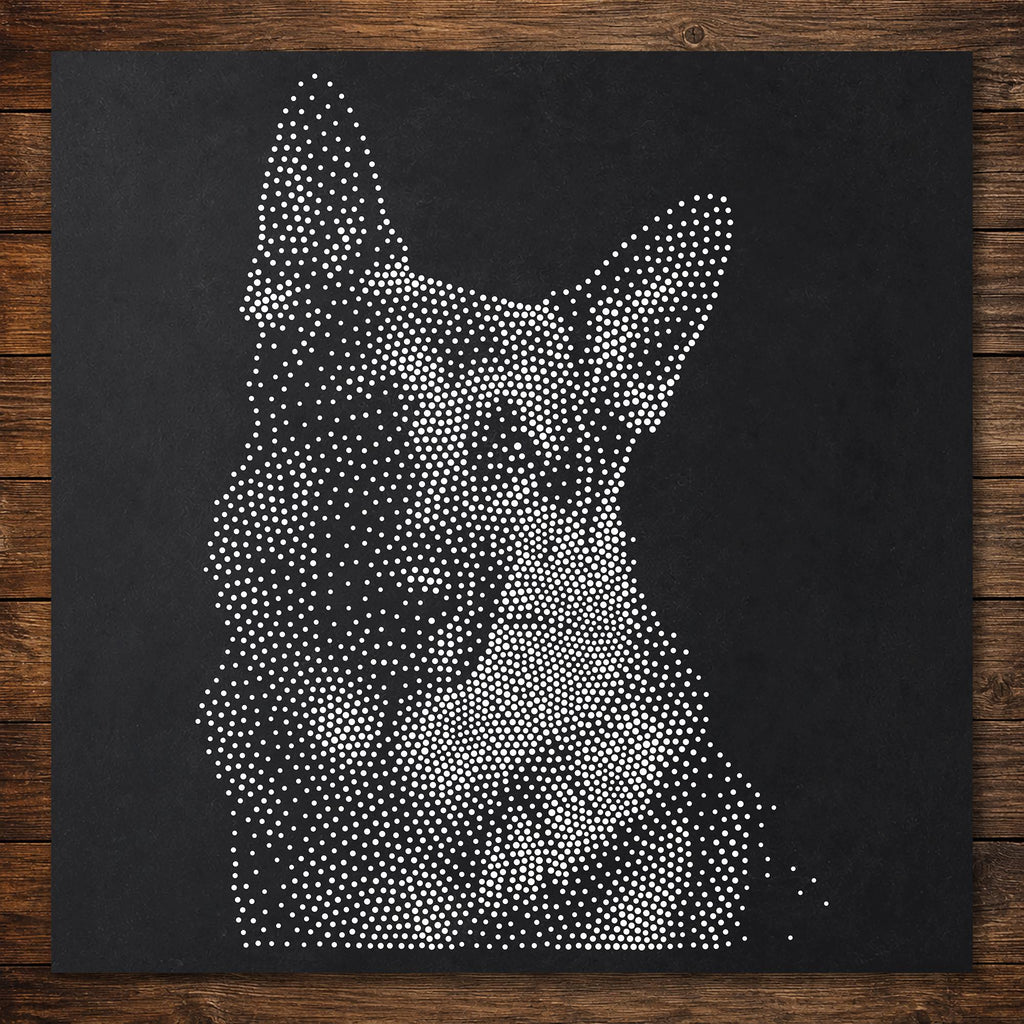 German Shepherd Dog Stencil | Realistic Mylar Stipple Wall Art, Crafts (Large - 300mm / 12" approx)