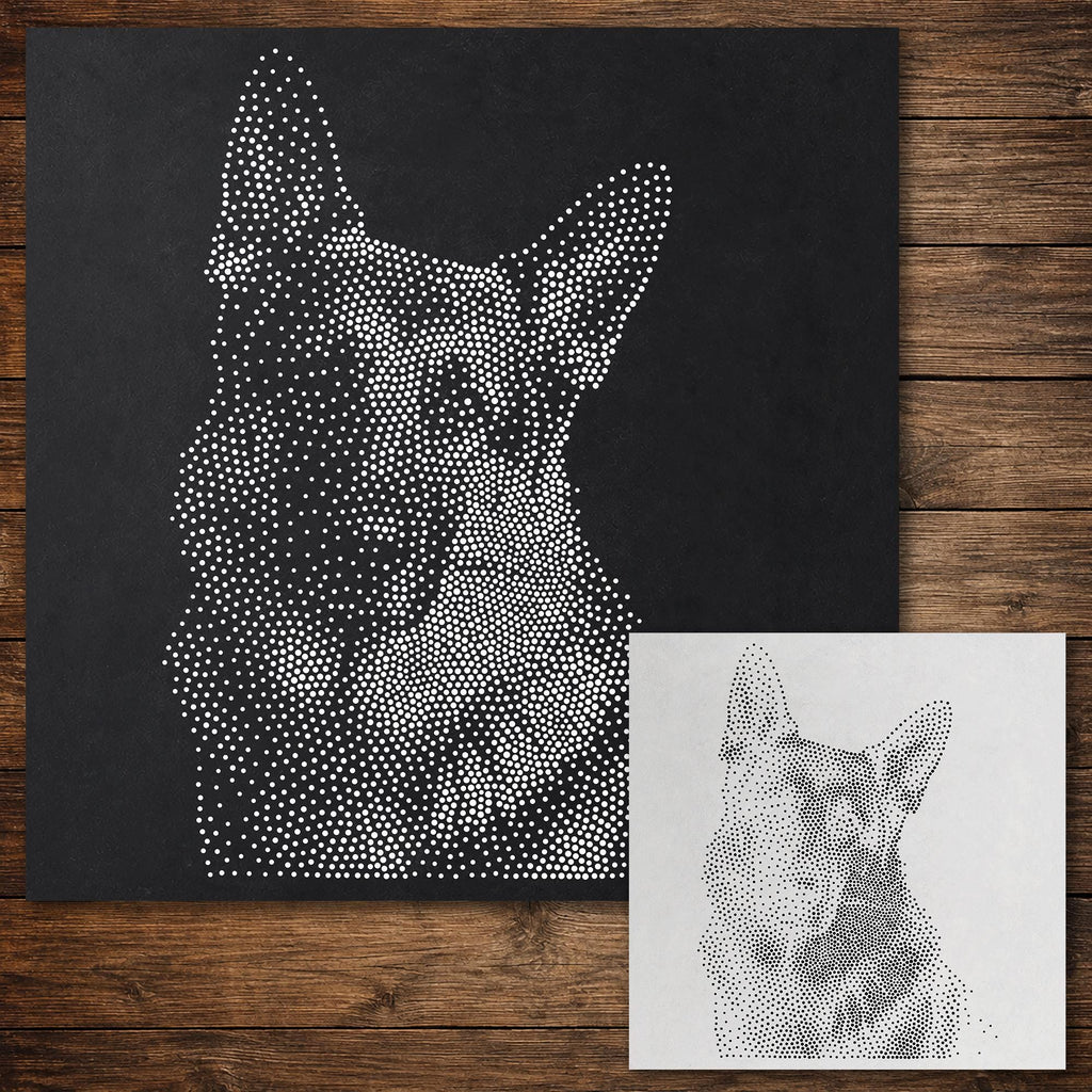 German Shepherd Dog Stencil reusable Mylar stencil, 300 x 300 mm