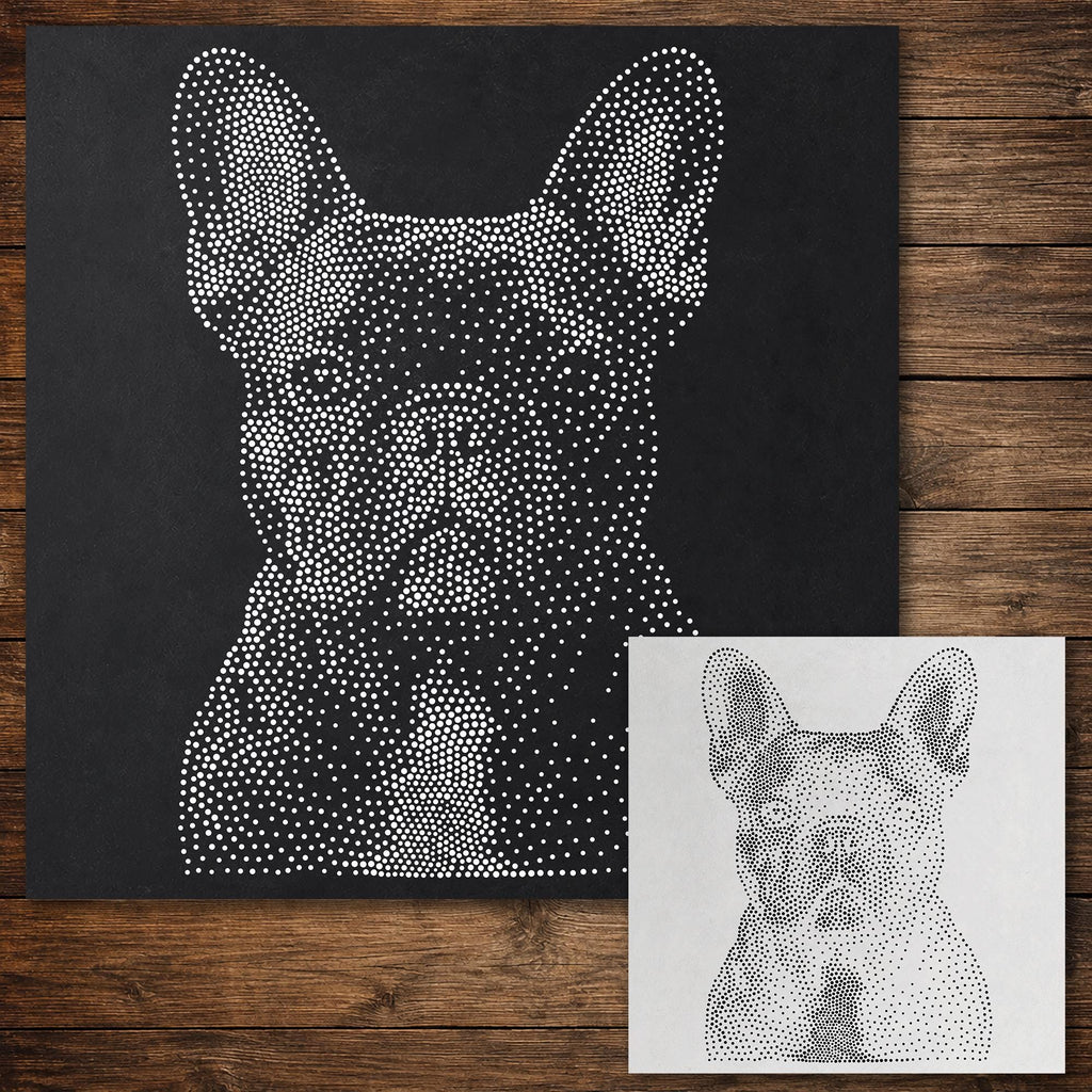 French Bulldog Dog Stencil reusable Mylar stencil, 300 x 300 mm