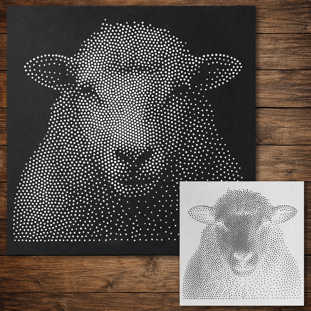 Sheep Face Portrait Stencil reusable Mylar stencil, 300 x 300 mm