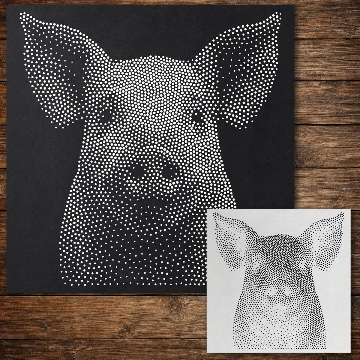 Pig Face Stencil reusable Mylar stencil, 300 x 300 mm
