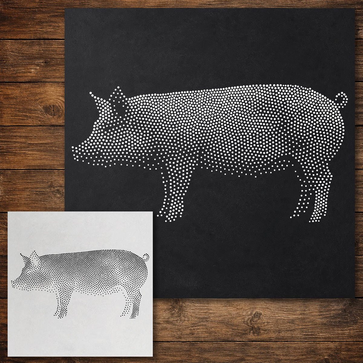 Pig Side Profile Stencil reusable Mylar stencil, 300 x 300 mm