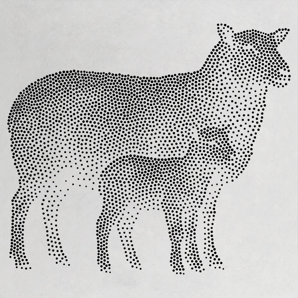 Ewe with Lamb Stencil | Realistic Mylar Stipple Wall Art, Crafts (Large - 300mm / 12" approx)