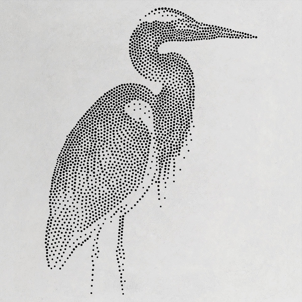 Heron Stencil | Realistic Mylar Stipple Wall Art, Crafts (Large - 300mm / 12" approx)