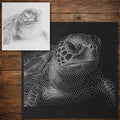 Sea Turtle Portrait Stencil reusable Mylar stencil, 300 x 300 mm
