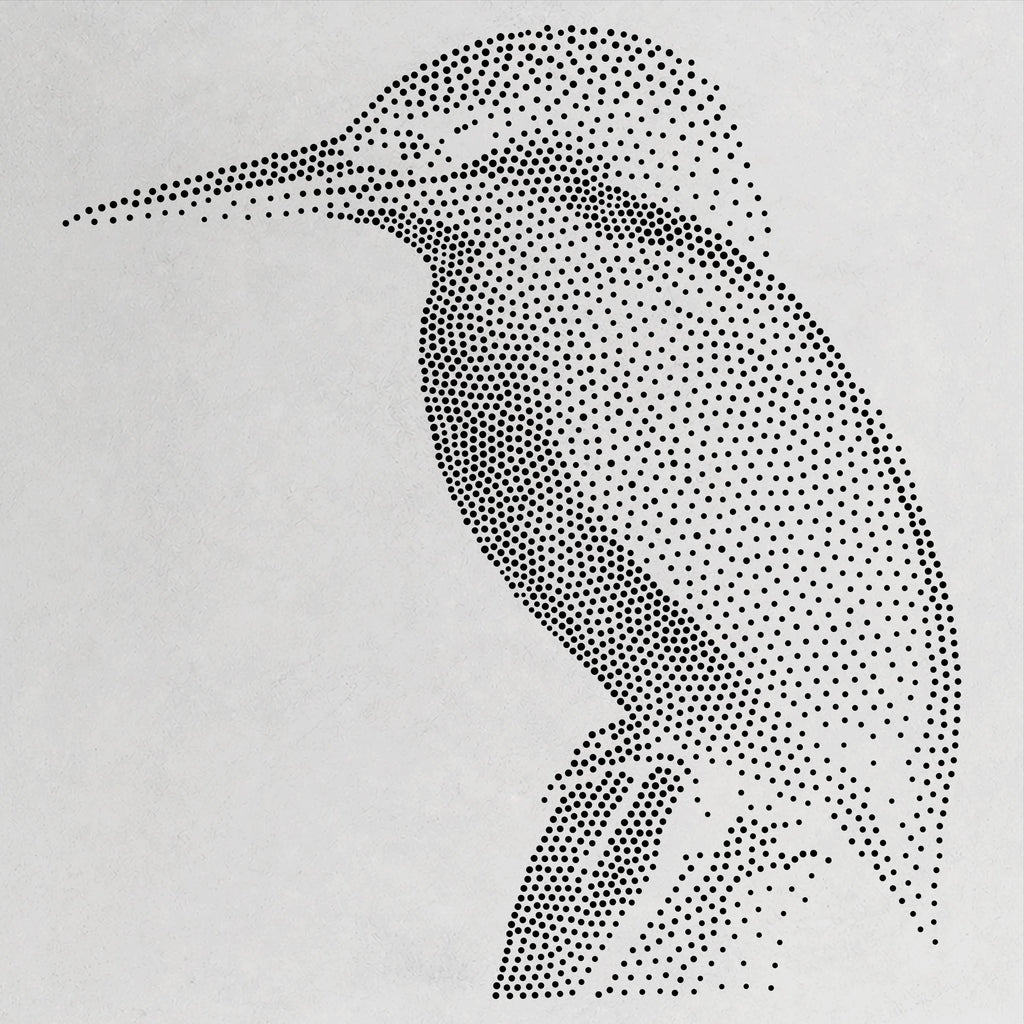 Kingfisher Bird Stencil | Realistic Mylar Stipple Wall Art, Crafts (Large - 300mm / 12" approx)