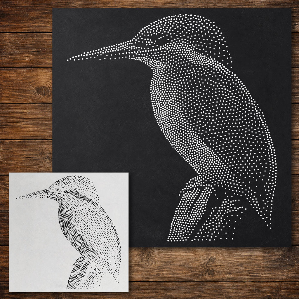 Kingfisher Bird Stencil reusable Mylar stencil, 300 x 300 mm