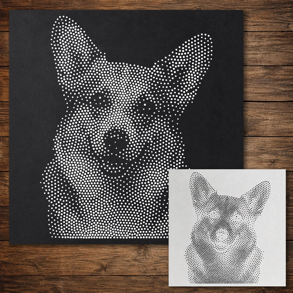 Corgi Dog Stencil reusable Mylar stencil, 300 x 300 mm