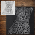 Cheetah Portrait Stencil reusable Mylar stencil, 300 x 300 mm