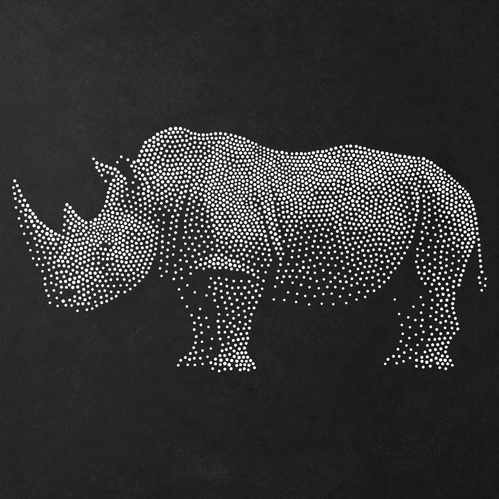 Rhino Stencil | Realistic Mylar Stipple Wall Art, Crafts (Large - 300mm / 12" approx)