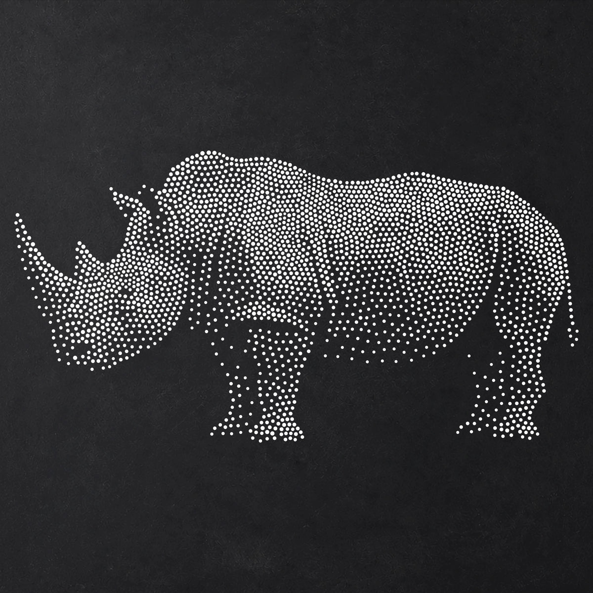 Rhino Stencil | Realistic Mylar Stipple Wall Art, Crafts (Large - 300mm / 12" approx)