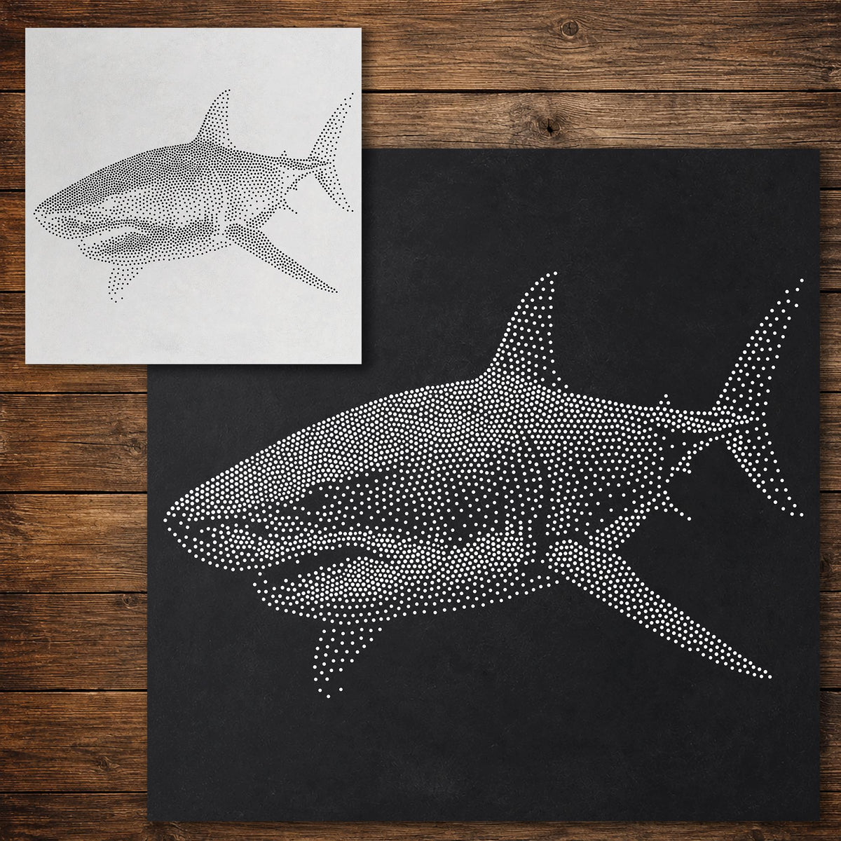 Great White Shark Stencil reusable Mylar stencil, 300 x 300 mm