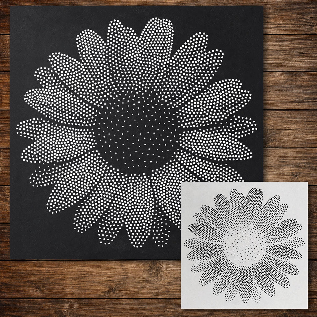 Daisy Flower Stencil reusable Mylar stencil, 300 x 300 mm
