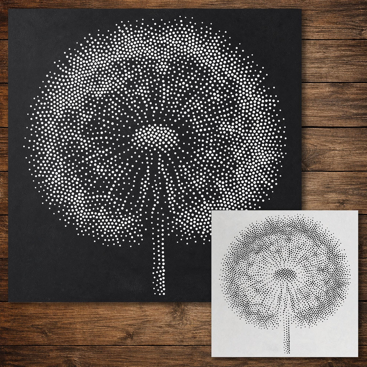Dandelion Seed Head Stencil reusable Mylar stencil, 300 x 300 mm