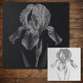 Iris Flower Stencil reusable Mylar stencil, 300 x 300 mm
