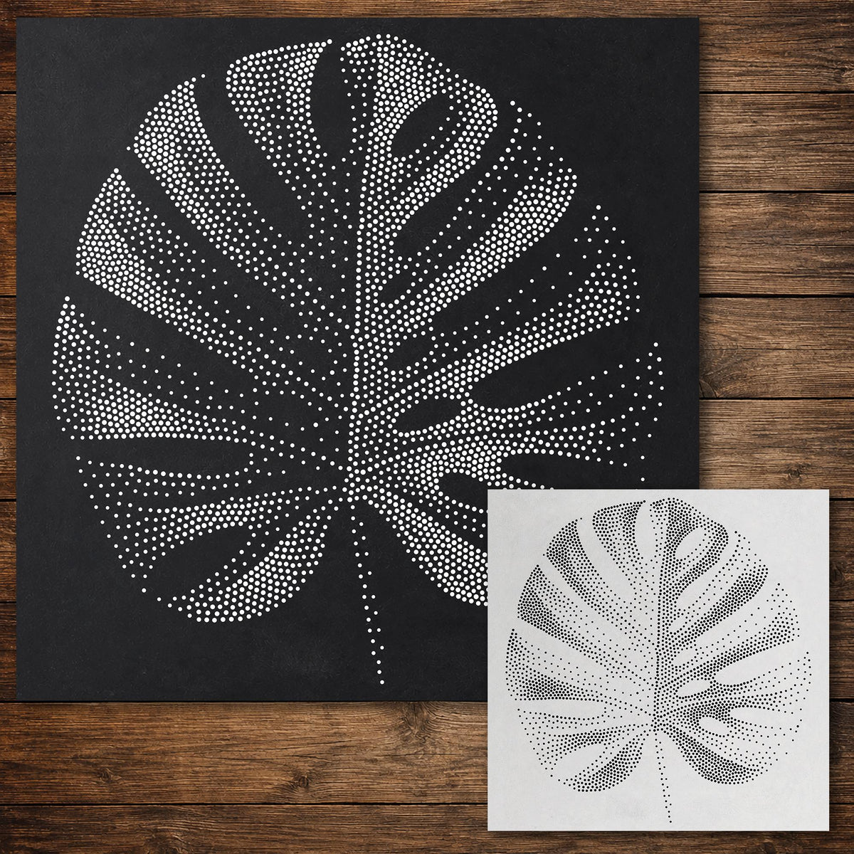 Monstera Leaf Stencil reusable Mylar stencil, 300 x 300 mm
