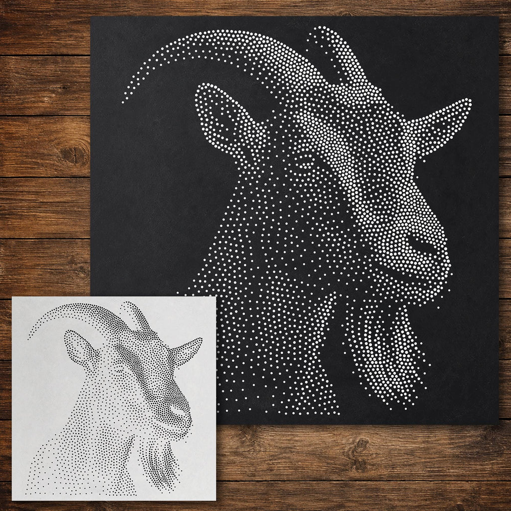 Goat Portrait Stencil reusable Mylar stencil, 300 x 300 mm