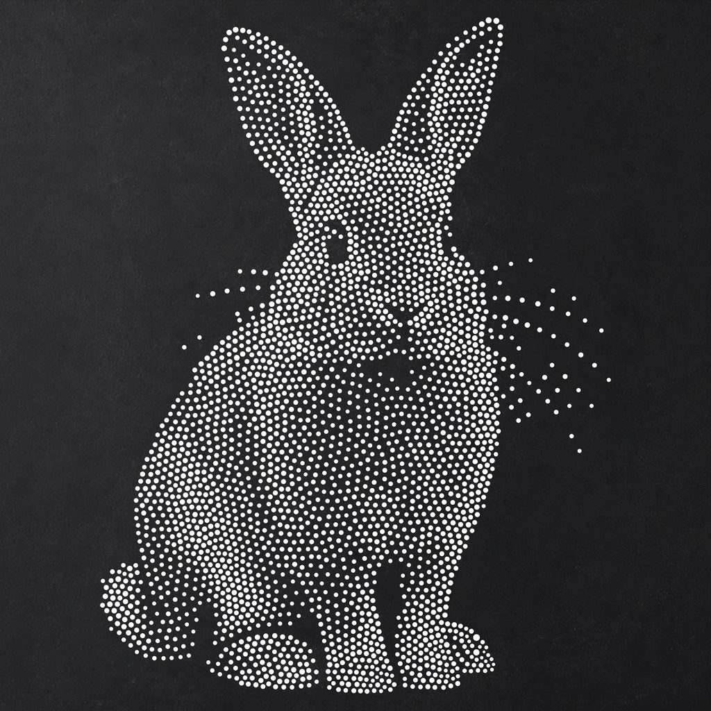 Rabbit Stencil | Realistic Mylar Stipple Wall Art, Crafts (Large - 300mm / 12" approx)