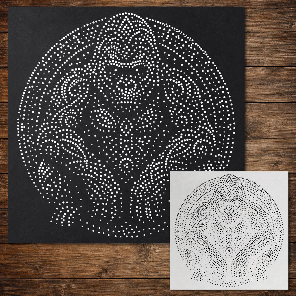 Tribal Gorilla Mandala Stencil reusable Mylar stencil, 300 x 300 mm