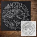 Tribal Shark Mandala Stencil reusable Mylar stencil, 300 x 300 mm