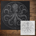 Tribal Octopus Mandala Stencil reusable Mylar stencil, 300 x 300 mm