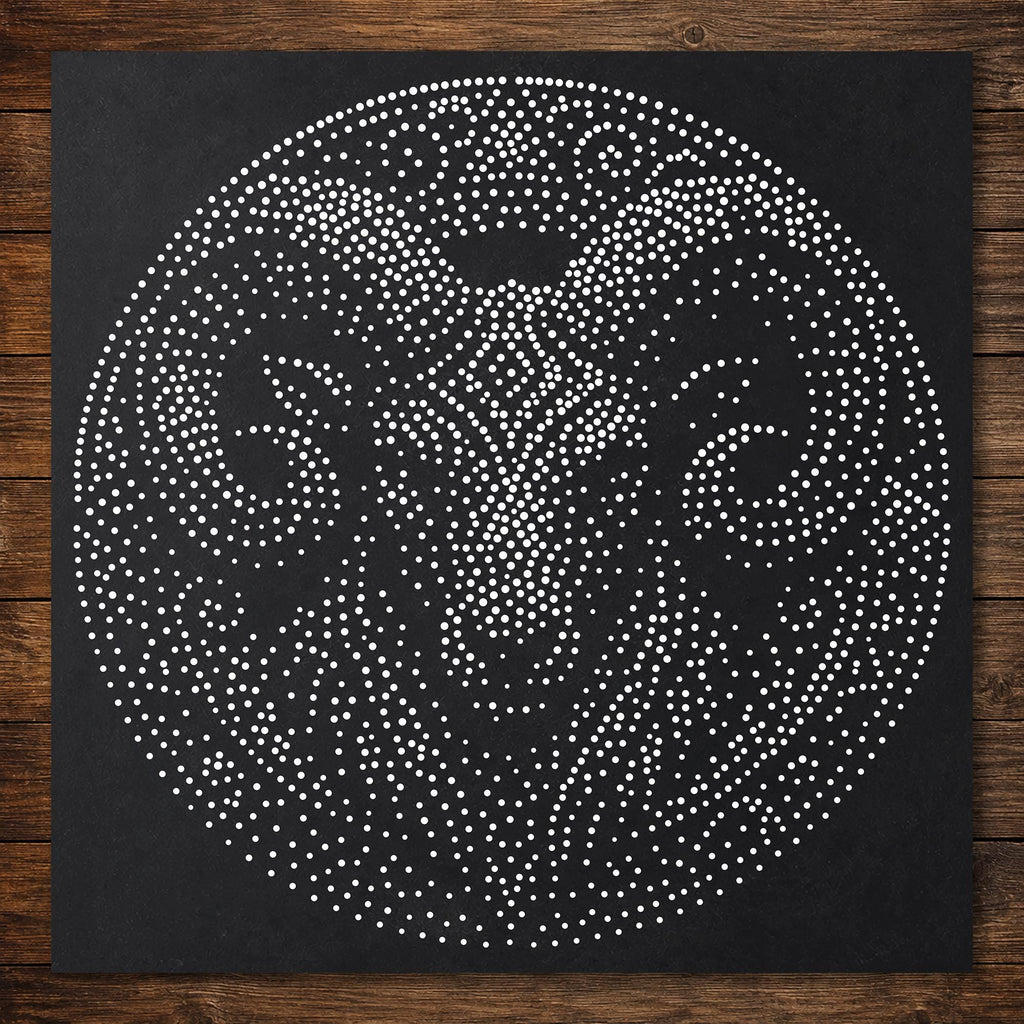 Tribal Ram Mandala Stencil | Realistic & Highly Detailed DIY Mylar Wall Art, Stipple Art Crafts (Large - 300mm / 12" approx)