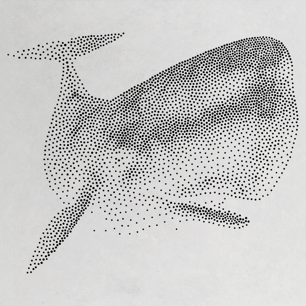 Sperm Whale Stencil | Realistic Mylar Stipple Wall Art, Crafts (Large - 300mm / 12" approx)