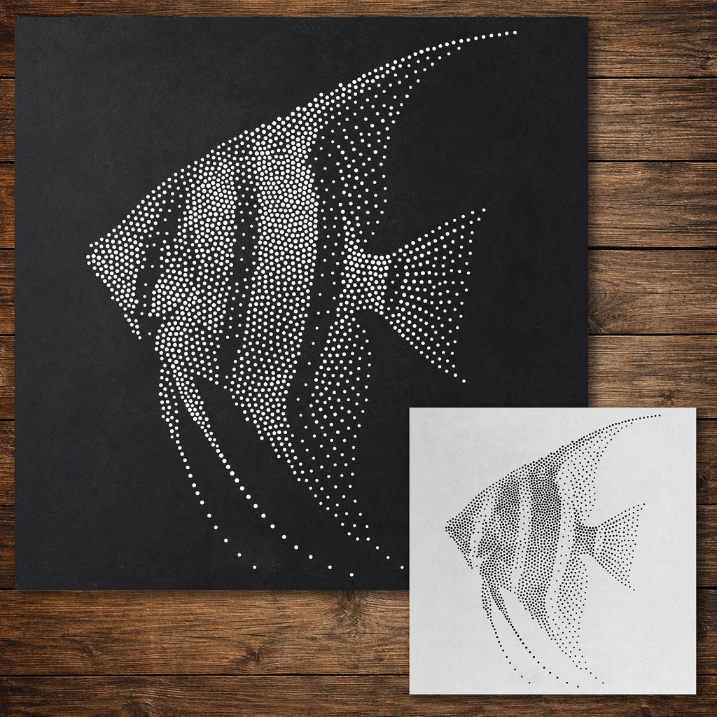 Angelfish Fish Stencil reusable Mylar stencil, 300 x 300 mm