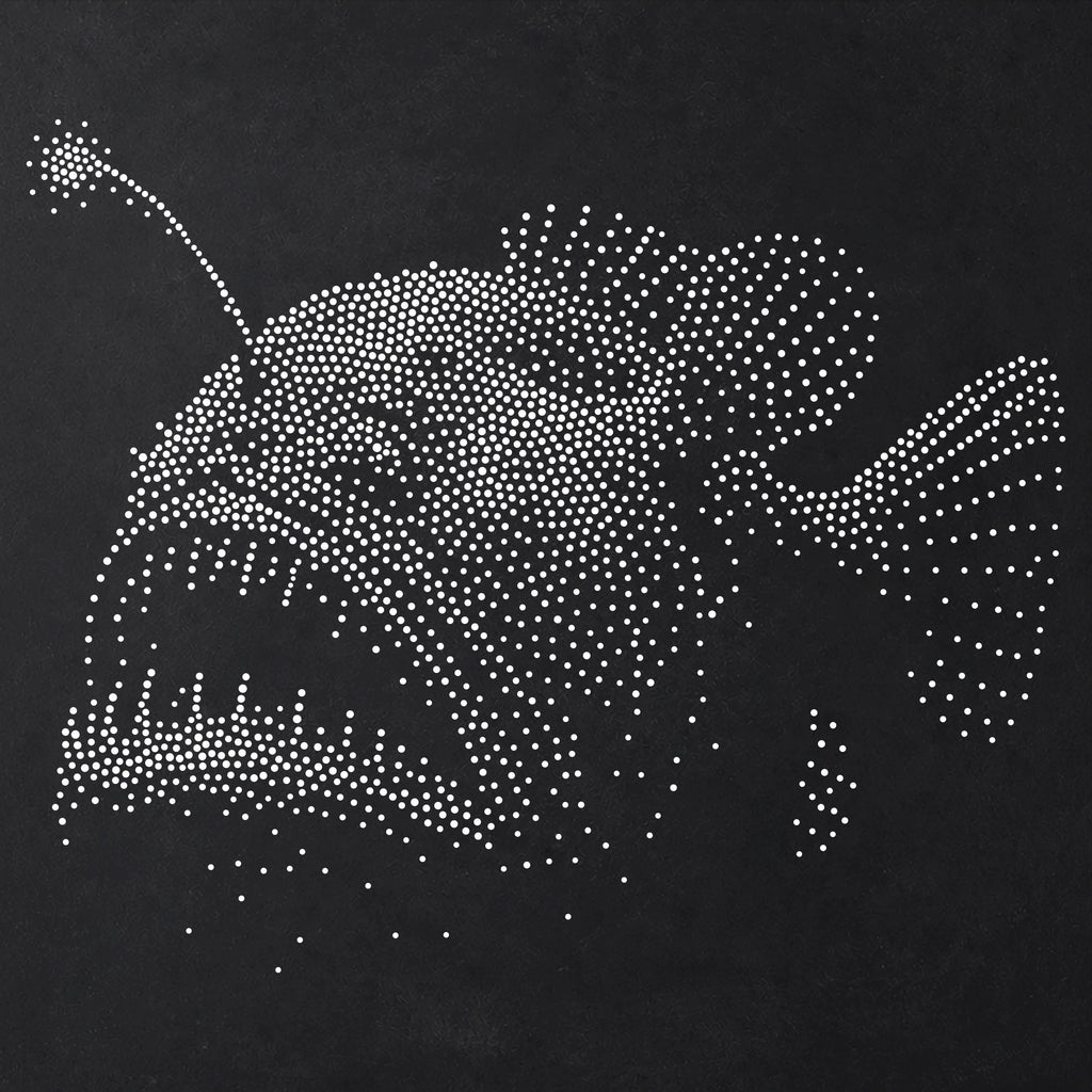 Anglerfish Fish Stencil | Realistic Mylar Stipple Wall Art, Crafts (Large - 300mm / 12" approx)