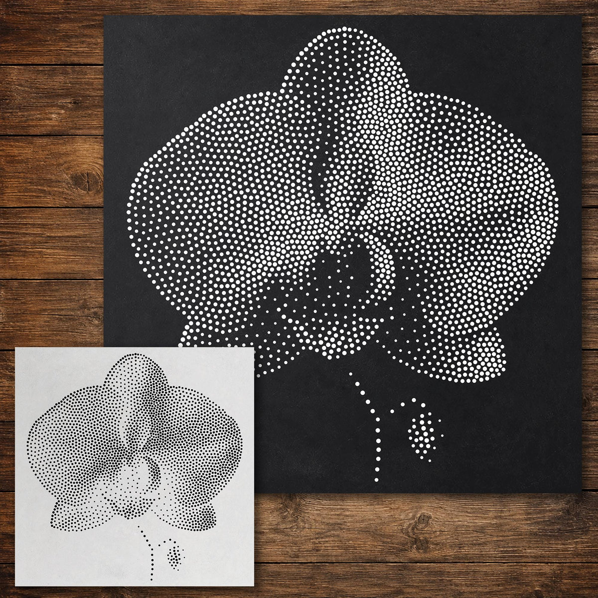 Orchid Flower Stencil reusable Mylar stencil, 300 x 300 mm