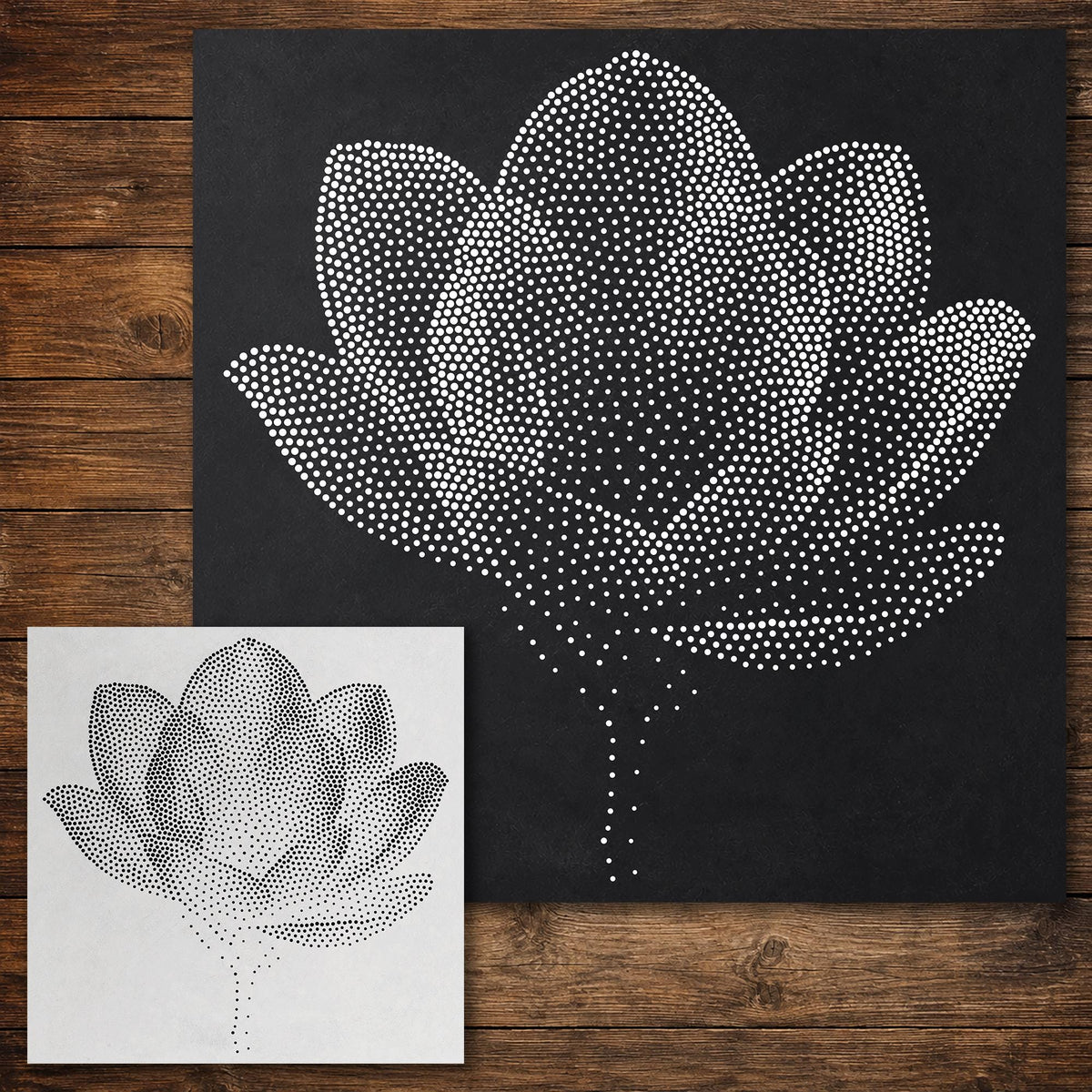 Magnolia Flower Stencil reusable Mylar stencil, 300 x 300 mm