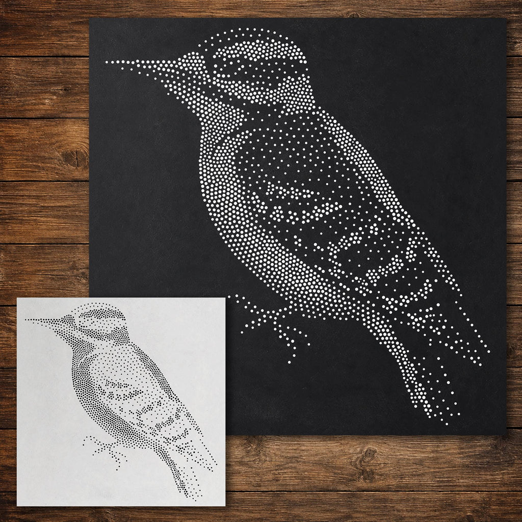 Woodpecker Bird Stencil reusable Mylar stencil, 300 x 300 mm