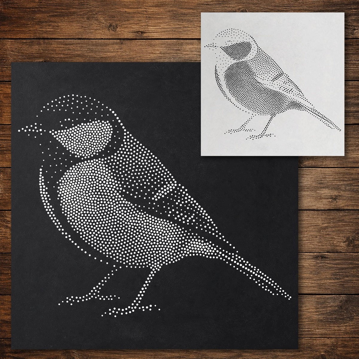 Great Tit Bird Stencil reusable Mylar stencil, 300 x 300 mm