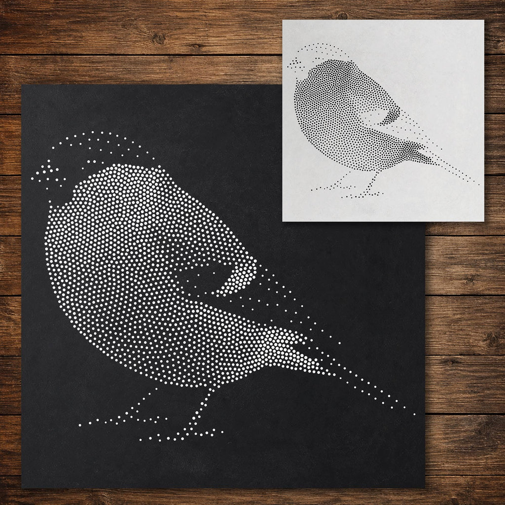 Bullfinch Bird Stencil reusable Mylar stencil, 300 x 300 mm